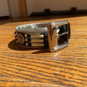 Vintage 90s Silver Mesh Chainmail Belt with Beads